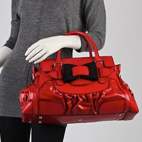 Gucci Red Coated Canvas and Leather Large Dialux Queen Bow Tote Bag - Picture 4 of 15